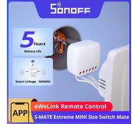 SONOFF S-MATE2 Extreme Switch Mate, Interrupteur Mural Intelligent (Aucun Fil Neutre Requis), Contrôle local 50M, Compatible avec MINIR4/DUALR3 et les Appareils SONOFF avec “eWeLink-Remote”