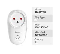 SONOFF S26-R2 WiFi Smart Plug ESP32/ESP8266 Minuterie Prise EU FR eria Outlet Support Alexa Google Yandex Alice Smartthings Ewelink - Type S26R2TPH