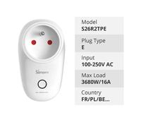 SONOFF S26-R2 WiFi Smart Plug ESP32/ESP8266 Minuterie Prise EU FR eria Outlet Support Alexa Google Yandex Alice Smartthings Ewelink - Type S26R2TPE