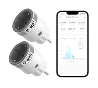 SONOFF S60TPF Prise Intelligente WiFi, Lot de 2, 16A 4000W, Suivi Énergétique, Programmation, Contrôle à Distance, Commande Vocale, Compatible Alexa/Google Home, PC, Blanc/Gris