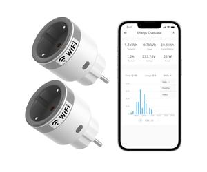 SONOFF S60TPF Prise Intelligente WiFi, Lot de 2, 16A 4000W, Suivi Énergétique, Programmation, Contrôle à Distance, Commande Vocale, Compatible Alexa/Google Home, PC, Blanc/Gris