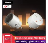 SONOFF S60ZB IPlug Prise intelligente Zigbee avec surveillance de la consommation d'énergie, prise sans fil, minuterie, interrupteur intelligent, commande vocale Google Home Amazon Alexa S60ZBTPG