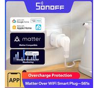 SONOFF S61sTPF Prise intelligente WiFi 16A 3840W compatible Matter, protection contre la surcharge énergétique, commande vocale avec Alexa Google Home