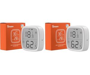 SONOFF SNZB-02D Mini Capteur ZigBee de Température et d'humidité Intelligent, Thermomètre Hygrometre Intérieur, écran LCD, Actualisation 5S, Compatible avec Alexa/Google Home/Home Assistant (Lot de 2)
