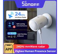 SONOFF SNZB-06P24 Détecteur de Présence Zigbee 24GHz, Capteur de Présence avec Capteur de Lumière, Détection de Zone, Calibration Adaptative Compatible Home Assistant Alexa & SmartThings (Hub requis)