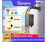 SONOFF SWV-ZFE EU Hydro Series Hydro ONE Vanne d'eau intelligente Zigbee avec débitmètre, entrée d'eau en laiton, alerte d'anomalie, compatible Apple Home