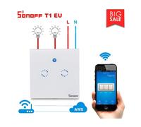 Sonoff T1 Interrupteur Tactile Mur 2 CH WiFi + Télécommande Autoapprenante
