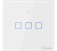 Sonoff T1EU3C-TX Smart Wall Switch, Acteur de commutation mural 3 canaux, blanc, sans cadre, WiFi + 433MHz