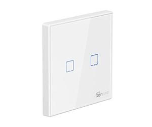 Sonoff T2EU2C-RF-86 Interrupteur mural sans fil RF à distance T2EU 1C/2C/3C 433 MHz avec autocollant Rasppishop (T2EU2C-RF-86)