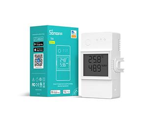 SONOFF TH Elite 16A Interrupteur Connecté WiFi sans fils avec Mesure de Temp.&Hum pour Maison Connectée, Compatible avec Alexa, Google Home, IFTTT, Contrôle à Distance via APP, Aucun Hub Requis