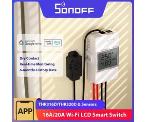 SONOFF THR316D/THR320D commutateur intelligent de température et d'humidité 16A/20A sortie de Contact sec surveillance d'écran LCD via eWeLink Alexa