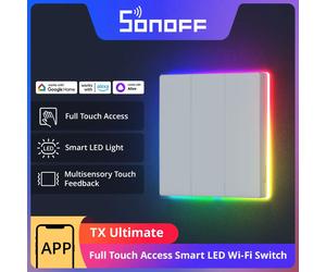 SONOFF-TX UlOscar Smart WiFi Wall Switch, Full Touch Access, LED Multi-Sensory, eWeLink Remote Control via Alexa, Google Alice