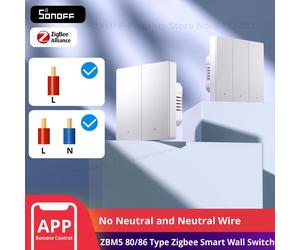 SONOFF ZBM5 80/86 Type Zigbee commutateur mural intelligent prend en charge aucun fil neutre et neutre se détache le Mode relais fonctionne avec l'assistant domestique ZBM5-1C-86W