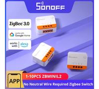 SONOFF ZBMINIL2 ZigBee Interrupteur Sans Fil (Aucun Fil Neutre Requis), 2 Way ZigBee Smart Switch, Compatible avec Alexa, Google Home, Home Assistant, ZigBee 3.0 Gateway Hub Requis, 6A/1440W
