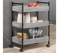 Sonoma Chariot de cuisine en bois d'ingénierie gris - 50 x 30 x 70 cm - Solution élégante de rangement et de nization pour la maison et le jardin - Chariot utilitaire roulant avec étagères spacieuses