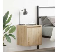 Sonoma Oak Table de Chevet Murale 38x34x40 cm avec Porte, Table de Chevet Murale en Matériau Bois Résistant À L'Humidité Et À La Goutte, Grand Espace De Rangement