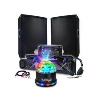 Sonorisation Animations DJ BM SONIC Ampli 1000W, Paire d'Enceintes Passives 2x300W, Table de Mixage, Casque DJ, Câbles et Micro