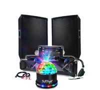 Sonorisation Animations DJ BM SONIC Ampli 1000W, Paire d'Enceintes Passives 2x300W, Table de Mixage, Casque DJ, Câbles et Micro