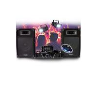 SONORISATION COMPLET Disco 480W IBIZA SOUND DJ300 Ampli - Table de mixage - Enceintes - Micro, Pack Lumières OVNI STROBES LED