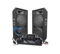 Sonorisation DJ BM SONIC Amplificateur 4000W, Paire d'Enceintes Passives LSC215 4000W, Table de Mixage, Casque DJ, Câbles, Micro