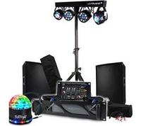 BM SONIC Pack sonorisation DJ BMS-1000 - Ampli 1000W, 2 enceintes 600W, table de mixage, lumières LED