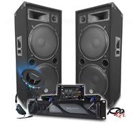 Sonorisation DJ BM SONIC Amplificateur 4000W, Paire d'Enceintes Passives LSC215 4000W, Table de Mixage, Casque DJ, Câbles, Micro
