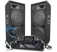 Sonorisation DJ BM SONIC Amplificateur 4000W, Paire d'Enceintes Passives LSC215 4000W, Table de Mixage, Casque DJ, Câbles, Micro