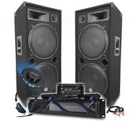 Sonorisation DJ BM SONIC Amplificateur 4000W, Paire d'Enceintes Passives LSC215 4000W, Table de Mixage, Casque DJ, Câbles, Micro