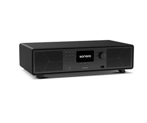 Sonoro AVATON - Chaîne Hi-FI Bluetooth; Compatible AirPlay, Google Cast, Spotify, Tidal, Qobuz, Amazon Music; Radio Dab+/FM, HDMI Arc, Bois laqué Design, Intégration Smart Home, Noir