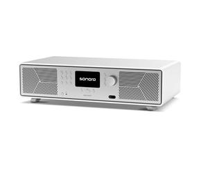 Sonoro AVATON - Chaîne Hi-FI Bluetooth; Compatible AirPlay, Google Cast, Spotify, Tidal, Qobuz, Amazon Music; Radio Dab+/FM, HDMI Arc, Bois laqué Design, Intégration Smart Home, Blanc