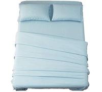 SONORO KATE Ensemble de draps en Microfibre très Douce, 1800, draps égyptiens de Luxe avec Poche de 40,6 cm de Profondeur, Plis (Bleu Spa, Grand lit)