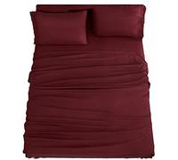 SONORO KATE Ensemble de draps en Microfibre très Douce, 1800, draps égyptiens de Luxe en Fil avec Poche de 40,6 cm de Profondeur, infroissables et hypoallergéniques, 4 pièces (Bordeaux, Grand lit)
