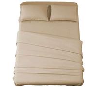 SONORO Kate Ensemble de draps en Microfibre très Douce, 1800, draps égyptiens de Luxe en Fil avec Poche de 40,6 cm de Profondeur, infroissables et hypoallergéniques, 4 pièces (Taupe, Grand lit)