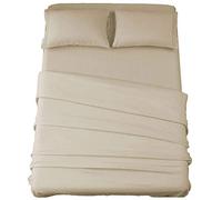 SONORO KATE Ensemble de draps en Microfibre très Douce, 1800, draps égyptiens de Luxe en Fil avec Poche de 40,6 cm de Profondeur, infroissables et hypoallergéniques, 4 pièces (Beige, Grand lit)