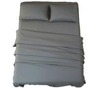 SONORO KATE Ensemble de draps en Microfibre très Douce, 1800, draps égyptiens de Luxe en Fil de Coton avec Poche de 40,6 cm de Profondeur, Infroissable, 4 pièces (Grand lit, Gris foncé)