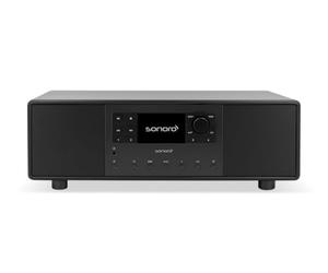 sonoro Primus Radio Internet avec Bluetooth (Spotify, Deezer, Podcasts, FM/FM, DAB Plus, WLAN, AUX-In, boîtier en bois) Chaîne stéréo Noir