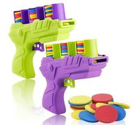 Sonpen Pistolet pour enfants, lance-disques en mousse avec 50 frisbees en mousse, jouet pour tir, jeu de fléchettes, jeux de plein air, parent-enfant, fête, pour enfants de 8 à 12 ans