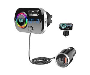 SONRU Transmetteur FM Bluetooth, Allume Cigare Bluetooth 5.3 Émetteur Radio, PD3.0 30W Type C & QC3.0, Adaptateur Bluetooth Voiture Lecteur de Musique des Appels Mains Libres,Support TF/Siri/Google