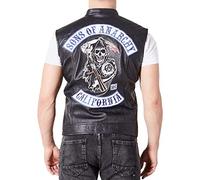 Sons of Anarchy Jax Teller Highway Gilet de motard en cuir synthétique Noir, Gilet en similicuir Sons Of Anarchy, XL