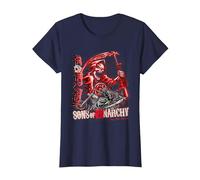 Sons of Anarchy Throwback Fear The Reaper Biker TV Show T-Shirt, Femme, Bleu Marine, 3XL