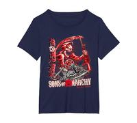 Sons of Anarchy Throwback Fear The Reaper Biker TV Show T-Shirt, Femme Grandes Tailles, Bleu Marine, 4X