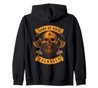 Sons of Odin- Valhalla Vikings Norse Skull Beard - Mjoelnir Sweat à Capuche