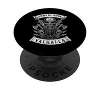 Sons of Odin- Valhalla Vikings Skull Black and White - PopSockets PopGrip Adhésif