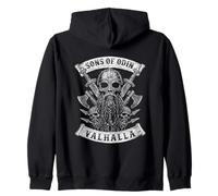 Sons of Odin- Valhalla Vikings Skull Black and White - Sweat à Capuche
