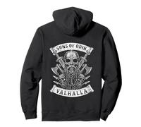 Sons of Odin- Valhalla Vikings Skull Black and White - Sweat à Capuche