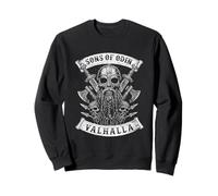 Sons of Odin- Valhalla Vikings Skull Black and White - Sweatshirt