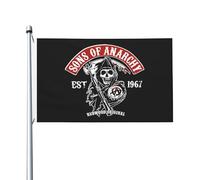 Sons%of the An*archy Sam*cro Drapeau Double Face 3x5 Pieds (90x150cm) - Bannière Motard SAMCRO - Décoration Murale Série TV Rock - Cadeau pour Fan de Biker - Tissu Polyester Résistant