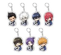 Sonsoke Blue Lock Lot de 7 porte-clés en acrylique avec figurine de dessin animé debout Bleu