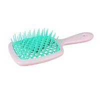 Sonsoke Brosse d'aération avec design en grille perforée, peigne démêlant pour cheveux secs et mouillés, dents larges pour cheveux bouclés et lisses, brosse à air facile à nettoyer (bleu-vert)