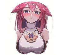 Sonsoke Figure Yae Miko Tapis de Souris avec Repose-Poignet en Gel de silice pour Ordinateur en Fibre de Lait (Yae Miko 3)